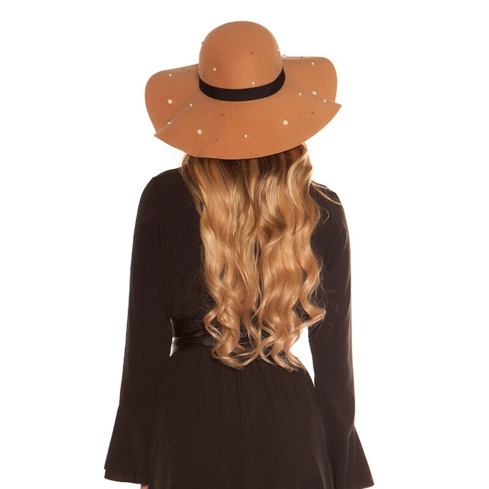 GORGEOUS TRENDY BEIGE FELT FLOPPY SUN HAT - Picture 8 of 8
